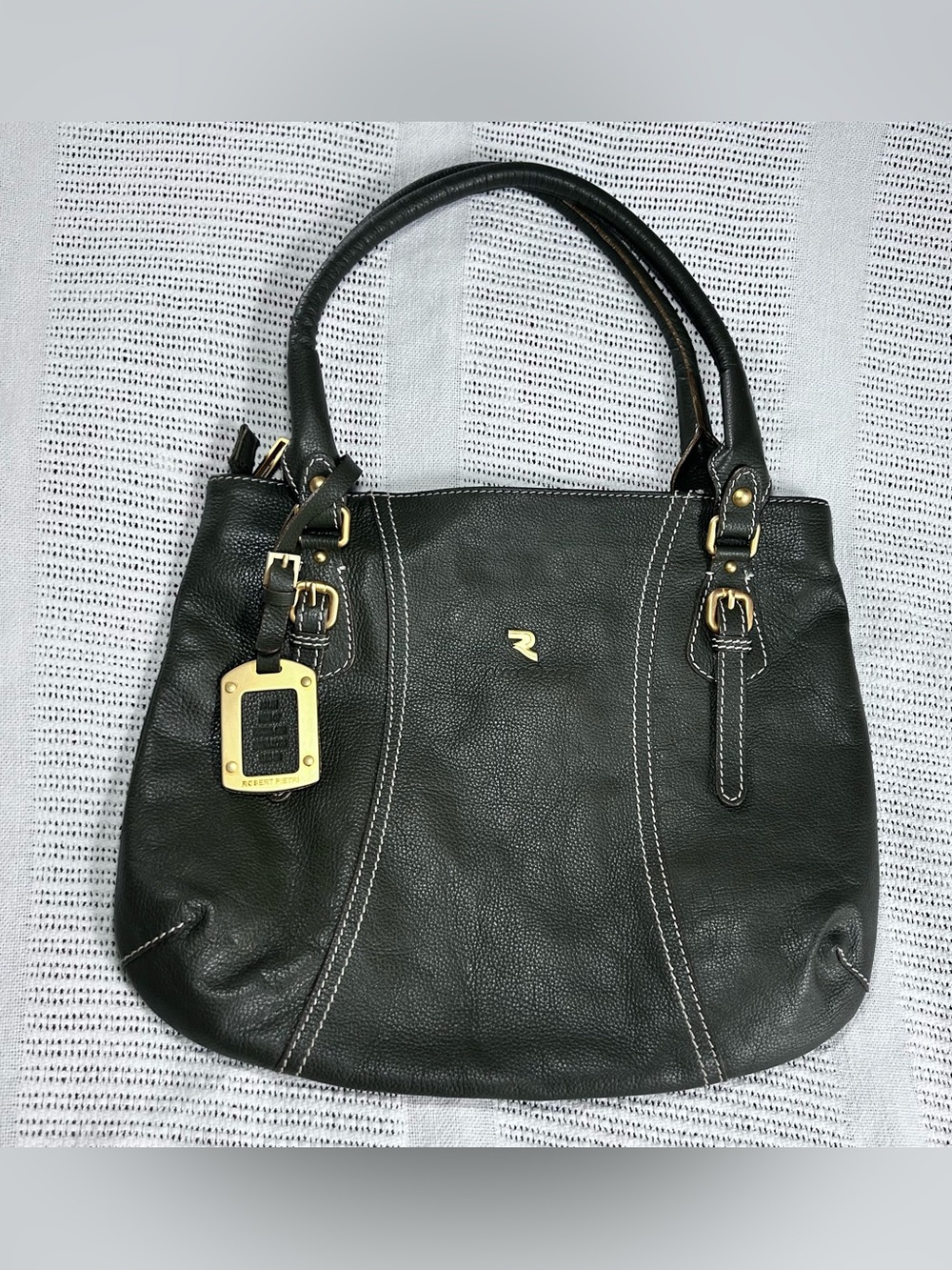 Robert Pietri Dark Green Pebbled Leather shoulder bag